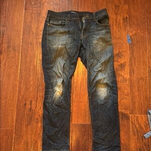 Fidelity Slim Blue Jeans with Vintage Distressing